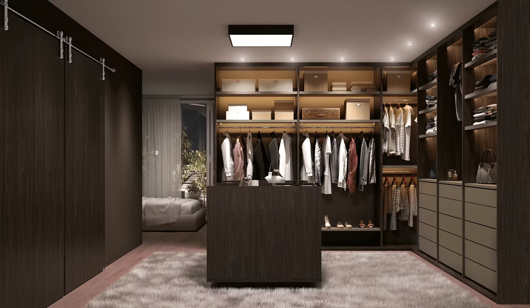 Closet com espaços otimizados